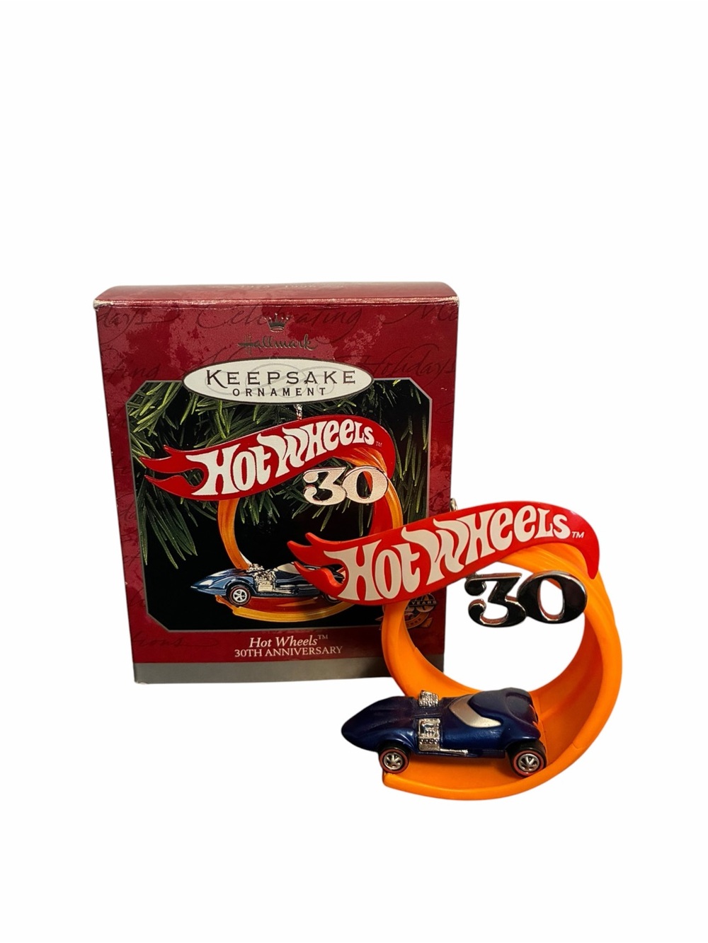 Hallmark Keepsake Hot Wheels 30th Anniversary Ornament Silhouette 6209 Blue 1998